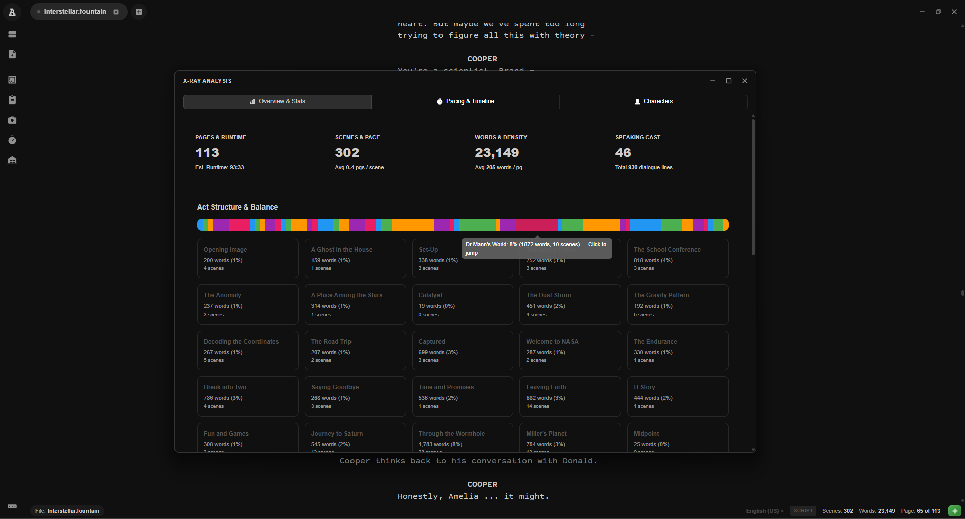 ActOne X-Ray Screenplay Analytics